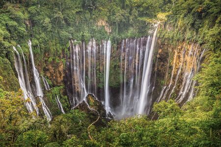 A large waterfall in a Jungle. west jawa. Indonesia. High quality photoの写真素材