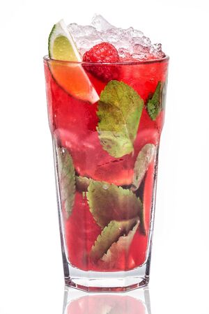 A glass of Mojito Raspberry Cocktailの写真素材