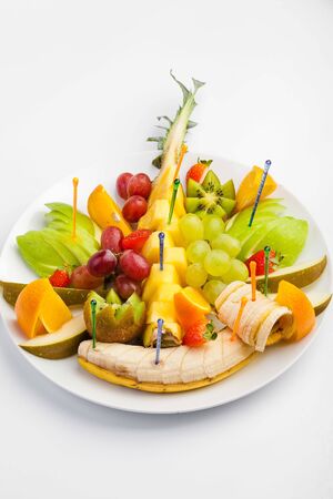 A plate of fresh fruitの写真素材