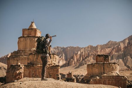 Trekking in Upper mustang - Kingdom of Lo. Nepalの写真素材