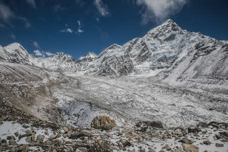 Everest base camp trekking. high mountains in Nepal. high altitude landscapeの写真素材