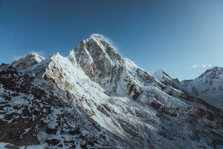 Everest base camp trekking. high mountains in Nepal. high altitude landscapeの写真素材