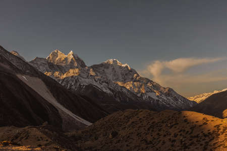 Everest base camp trekking. high mountains in Nepal. high altitude landscapeの写真素材