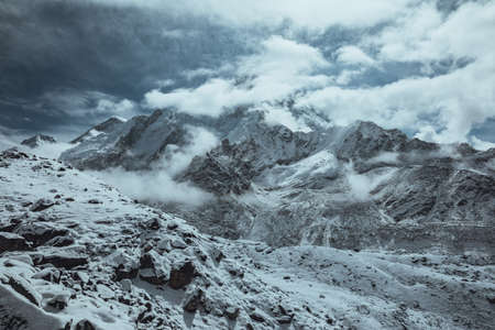 Everest base camp trekking. high mountains in Nepal. high altitude landscapeの写真素材