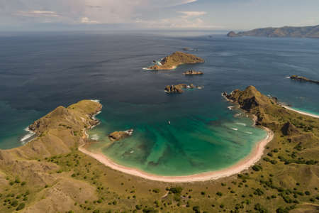 Wild islands of Indonesia.Flores tropical paradise. Labuan Bajo. drone aerialの写真素材