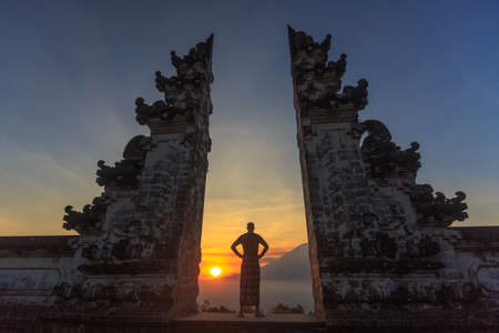 Amazing sunset on the ancient gates.の写真素材