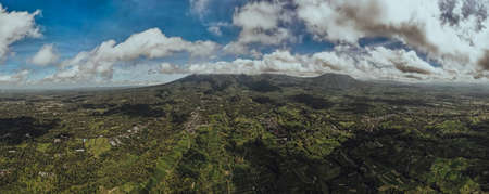 Drone view of Jatiluwih green rice Terraces in Ubud, Indonesia. Bali Landmark.の写真素材