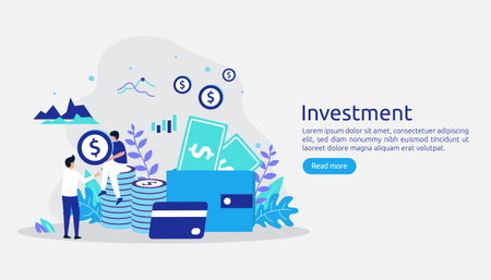Business investment concept. Returns on investment graphic chart. Financial growth rising up to success. web landing page template, banner, presentation, social, and print media. Vector illustrationのイラスト素材