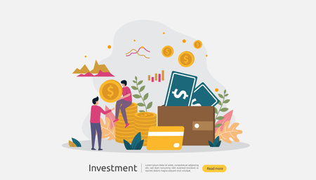 Business investment concept. Returns on investment graphic chart. Financial growth rising up to success. web landing page template, banner, presentation, social, and print media. Vector illustrationのイラスト素材