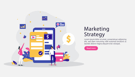 affiliate digital marketing strategy concept. refer a friend with people character sharing referral business partnership and earn money online. template for web landing page, banner, presentationのイラスト素材