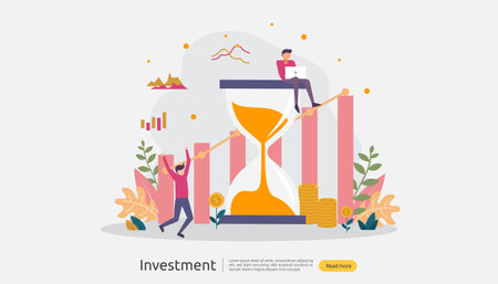 Business investment concept. Returns on investment graphic chart. Financial growth rising up to success. web landing page template, banner, presentation, social, and print media. Vector illustrationのイラスト素材