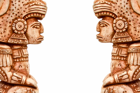 Inca Aztec statue figure against on background, isolatedの写真素材