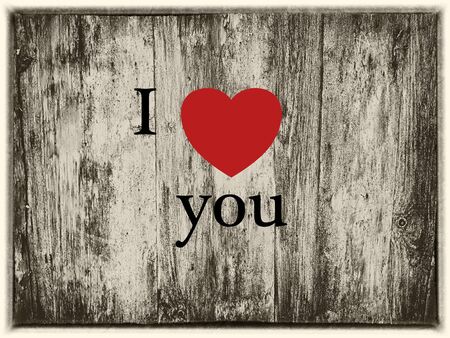 I love you message on a rustic wood background.のイラスト素材