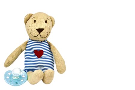 Teddy bear with pacifier - Isolatedの写真素材