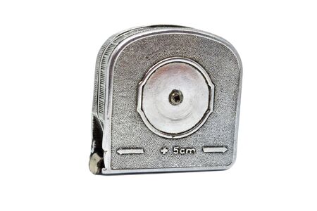 Old silver tape measure - isolatedの写真素材