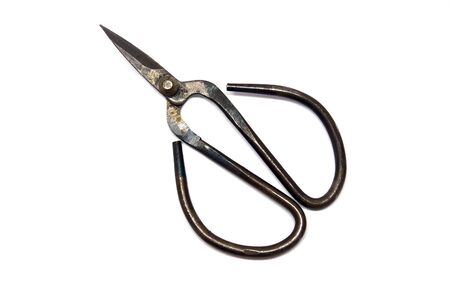 Old metal scissors - isolatedの写真素材