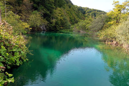 The famous Plitvice lakes national park in croatia is an unesco world heritage site.のeditorial素材