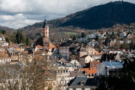 Panoramic view of Baden-Baden city on a sunny morning. Baden-Wurttemberg, Germanyの写真素材