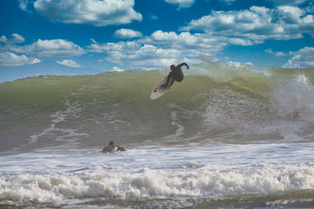 Surfing Rincon point in California 01-21-2005のeditorial素材