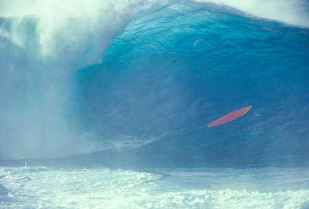 Watching  giant waves on the north shore of Oahu Hawaiiの写真素材