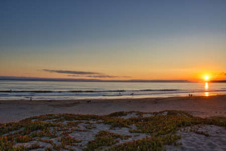 Summer sunset along the Cayucos  coastline in Californiaの写真素材