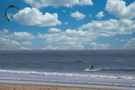 Kite surfing in Cambria Californiaの写真素材