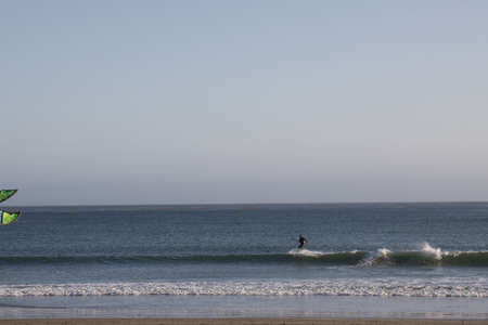 Kite surfing in Cambria Californiaのeditorial素材