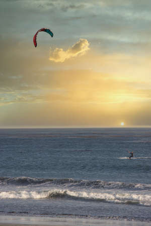 Kite surfing in Cambria Californiaのeditorial素材