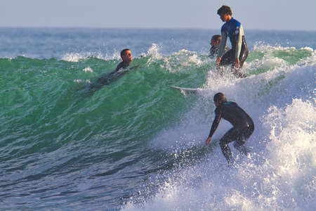 Surfing at Rincon point in California