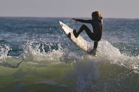 Surfing at Rincon point  in California