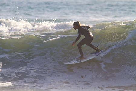 Surfing at Rincon point in California