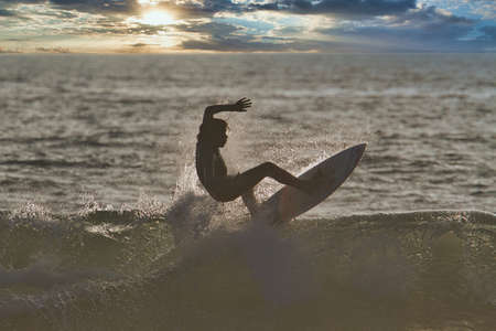 surfing at Rincon point in Californiaの写真素材