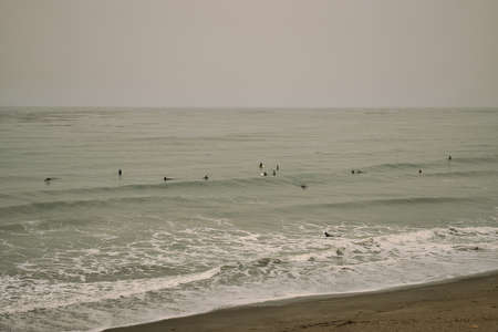 Cambria at sunrise with smoke from fireの写真素材