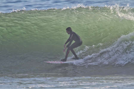 Surfing at Rincon point in California in October 2009の写真素材