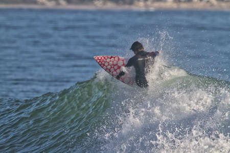 Surfing at Rincon point in California in October 2009