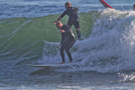 Surfing at Rincon point in California in October 2009