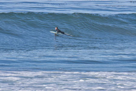 Surfing Jalama beach at sunriseの写真素材