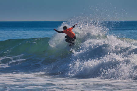 Surfing in the Rincon Classic surfing contest 2009の写真素材