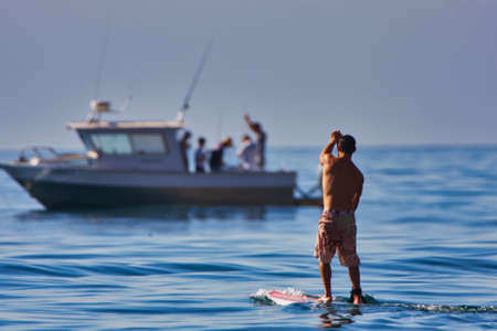 Surfing in the Channel Islands National Parkの写真素材