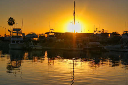 Sunrise in the Channel Islands Harbor Californiaの写真素材