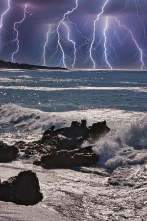 Winter storm waves at Moonstone Beach in Cambria California