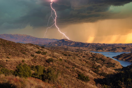 View of Lake Casitas in Ojai Californiaの写真素材