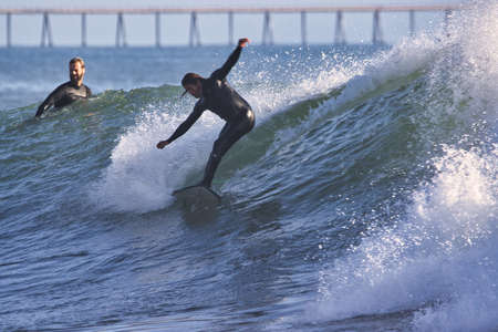 Surfing Rincon point in Californiaのeditorial素材