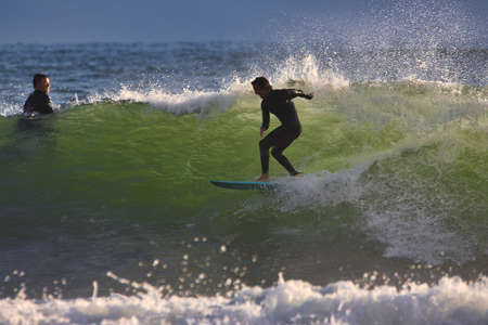 Surfing winter waves at Rincon point