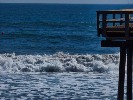 Hurricane Marie surf at Port Huenemeの写真素材