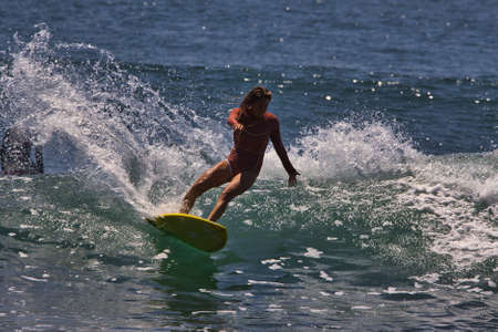 Surfing summer waves at Malibuのeditorial素材