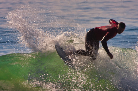 Surfing the Rincon Classic surfing contest 2014の写真素材