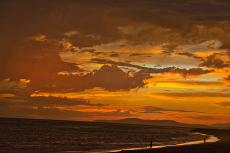 Lightning storm in Carpinteria at sunsetの写真素材