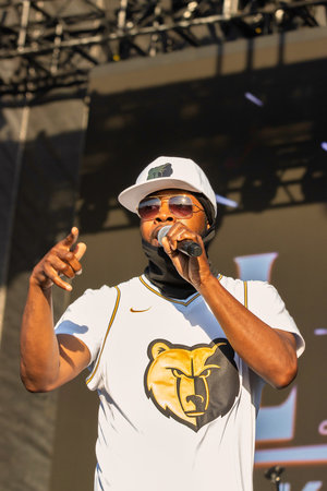 The Hip-hop-Band Antilopen is performing on the Rathaus Stage during the 125th Kiel Week