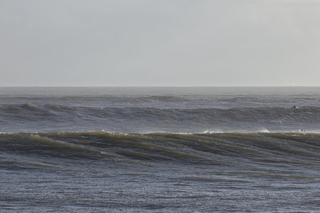 Baltic sea in winter. Stormy weather, stormy waves.
